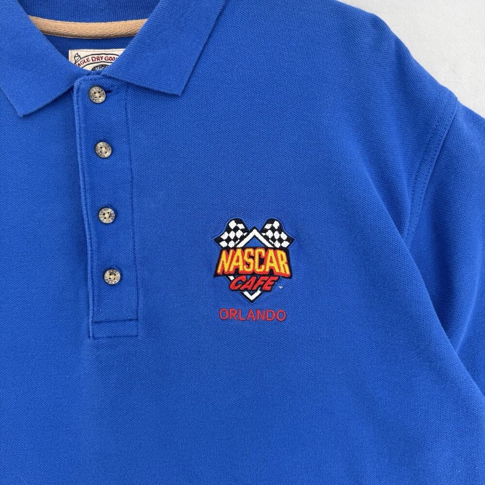 Vintage NASCAR Cafe Orlando Polo Shirt Mens Large Blue Short Sleeve Racing - Picture 2 of 8